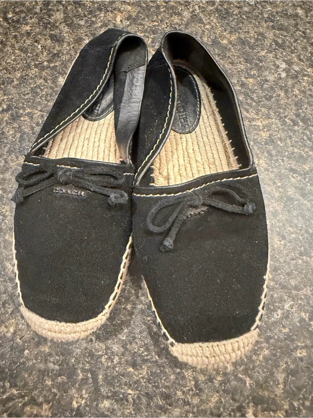 Coach Black Suede Espadrille Slip-On Loafers